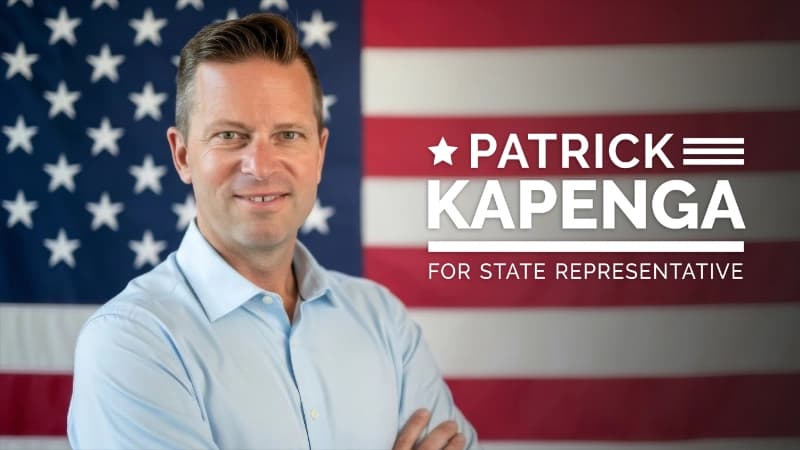 A portrait of Patrick Kapenga in an office, smiling with his arms crossed.